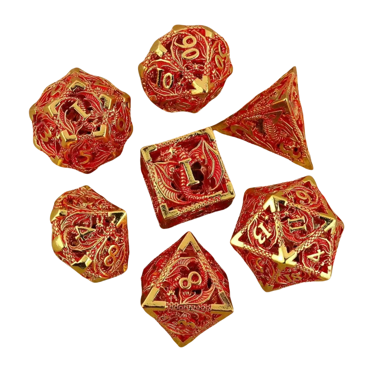 Hollow Dragon Metal Dice Set – 7-Piece RPG Dice