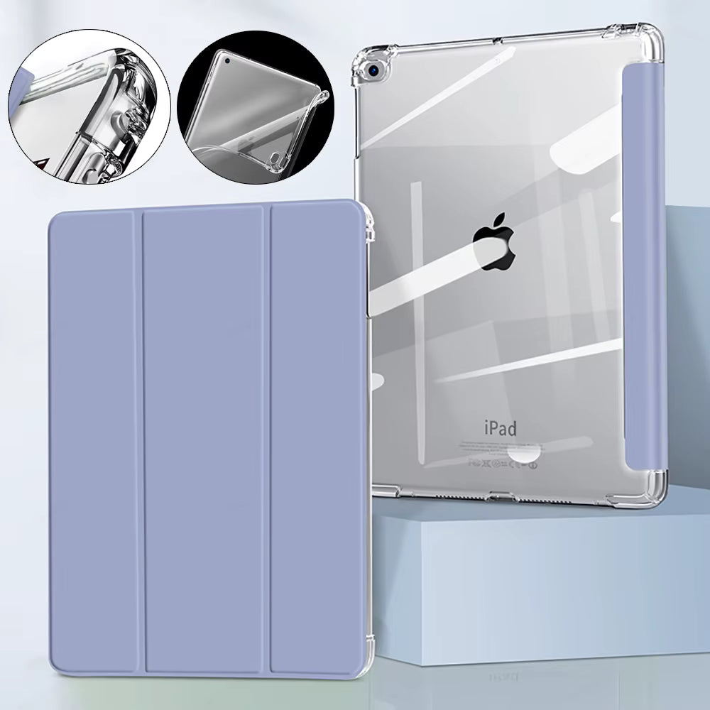 EGYAL Folding iPad Case with Transparent Back in Lavender - Clear Back
