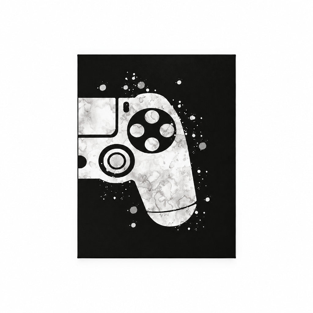 Black abstract gaming controller canvas wall art