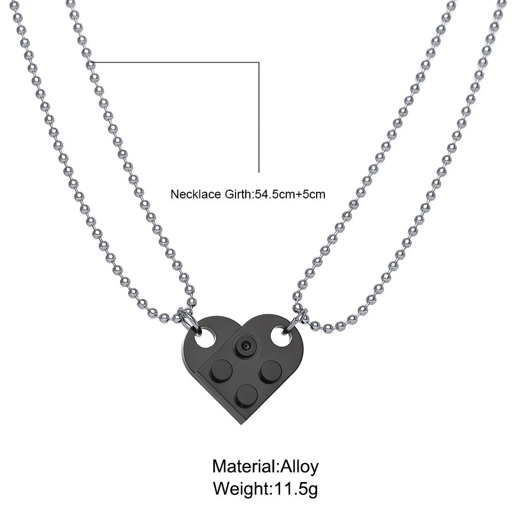 Brick Heart Necklace Set (2pc)