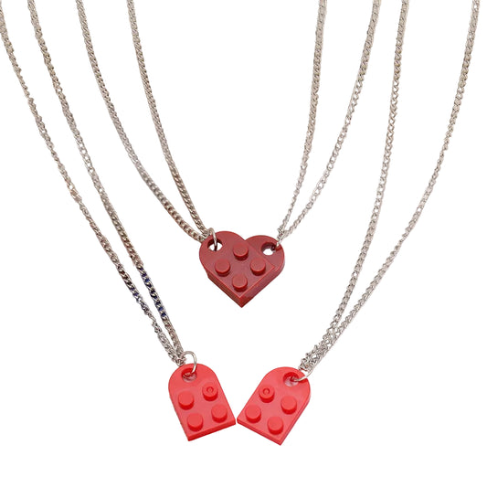 Brick Heart Necklace Set (2pc)