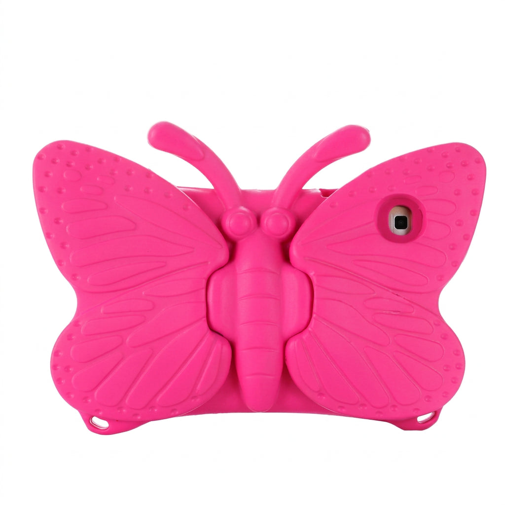Pink butterfly-shaped ipad case on a white background