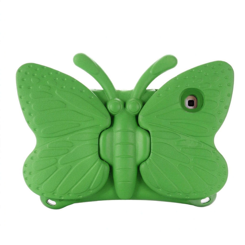 Green butterfly-shaped ipad case on a white background