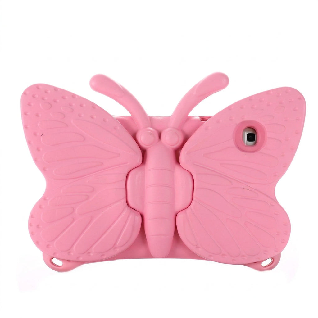 Pink butterfly-shaped ipad case on a white background