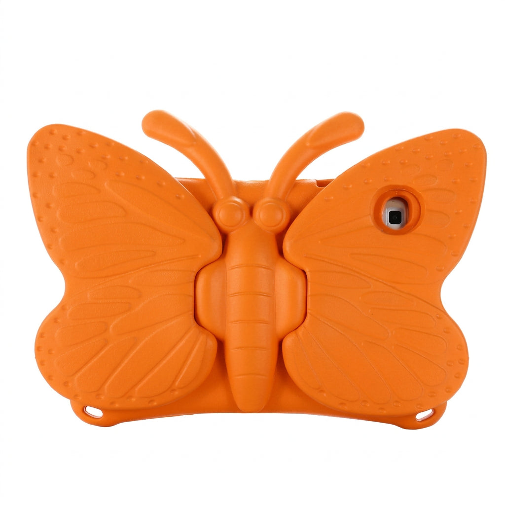 Orange butterfly-shaped ipad case on a white background