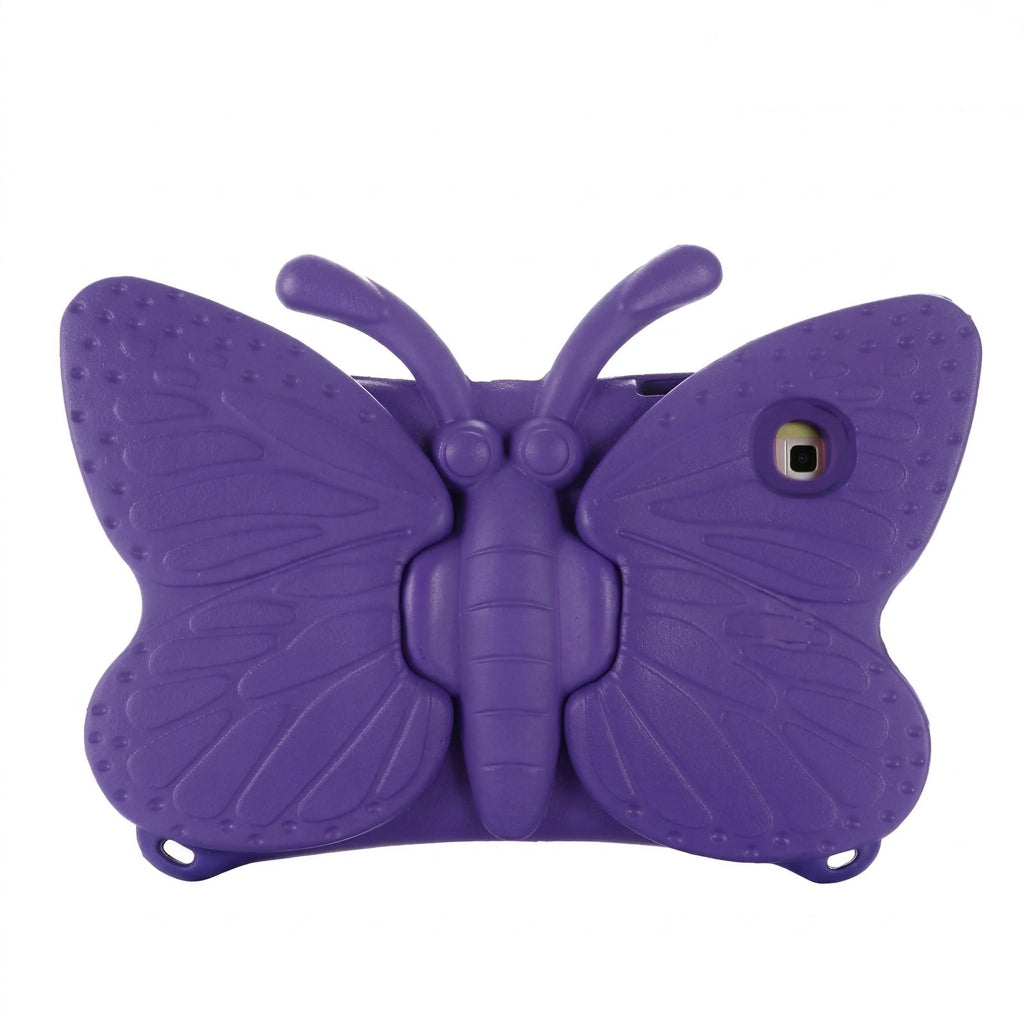 Purple butterfly-shaped ipad case on a white background