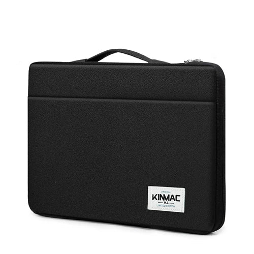 Black laptop bag with 'KINMAC' branding on a white background