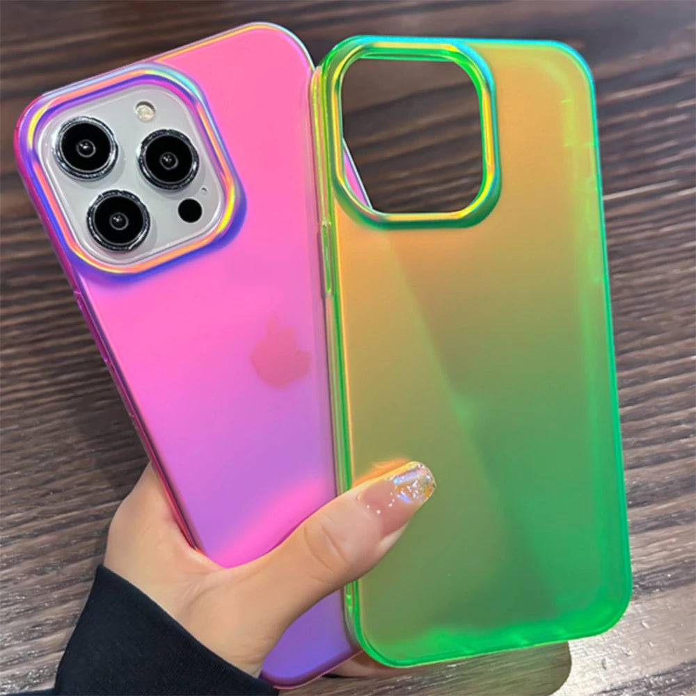 Colourful Laser Matte Silicone iPhone Case