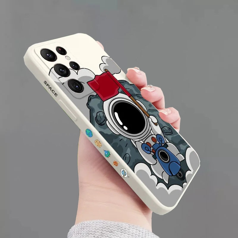Cartoon Astronaut Samsung Galaxy Case - Beige