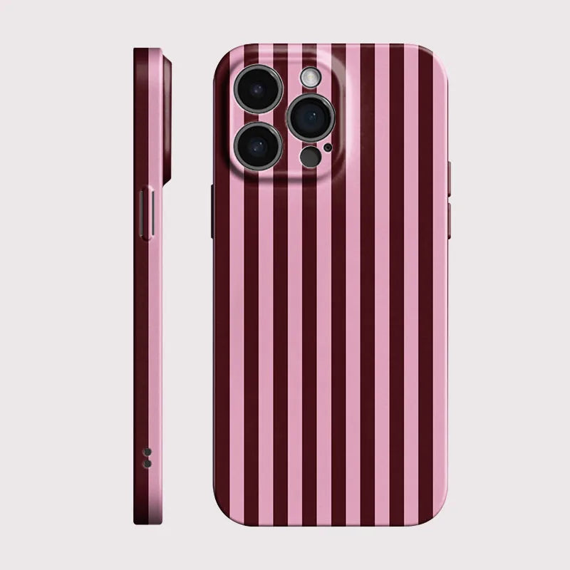 Pink & Maroon Striped Phone Case (for iPhone)