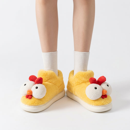 Funny Big-Eyed Chicken Plush Slippers – Adult Novelty Slippers