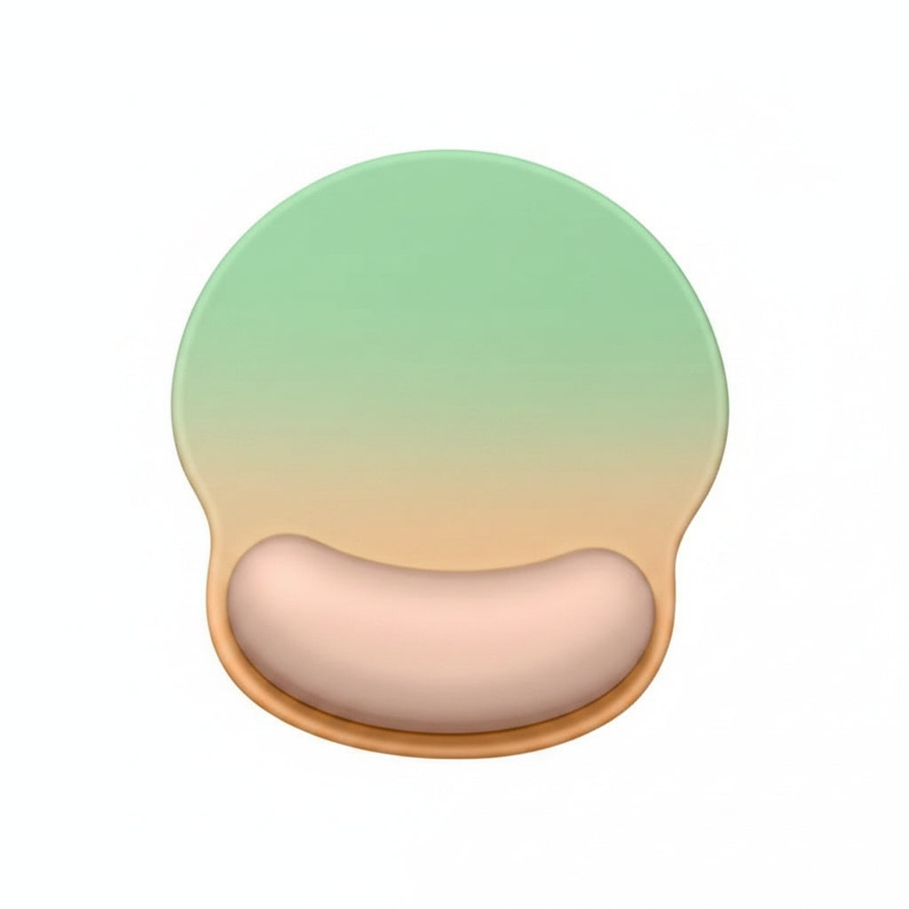 Ergonomic mouse pad with cushioned wrist support green to apricot gradient
