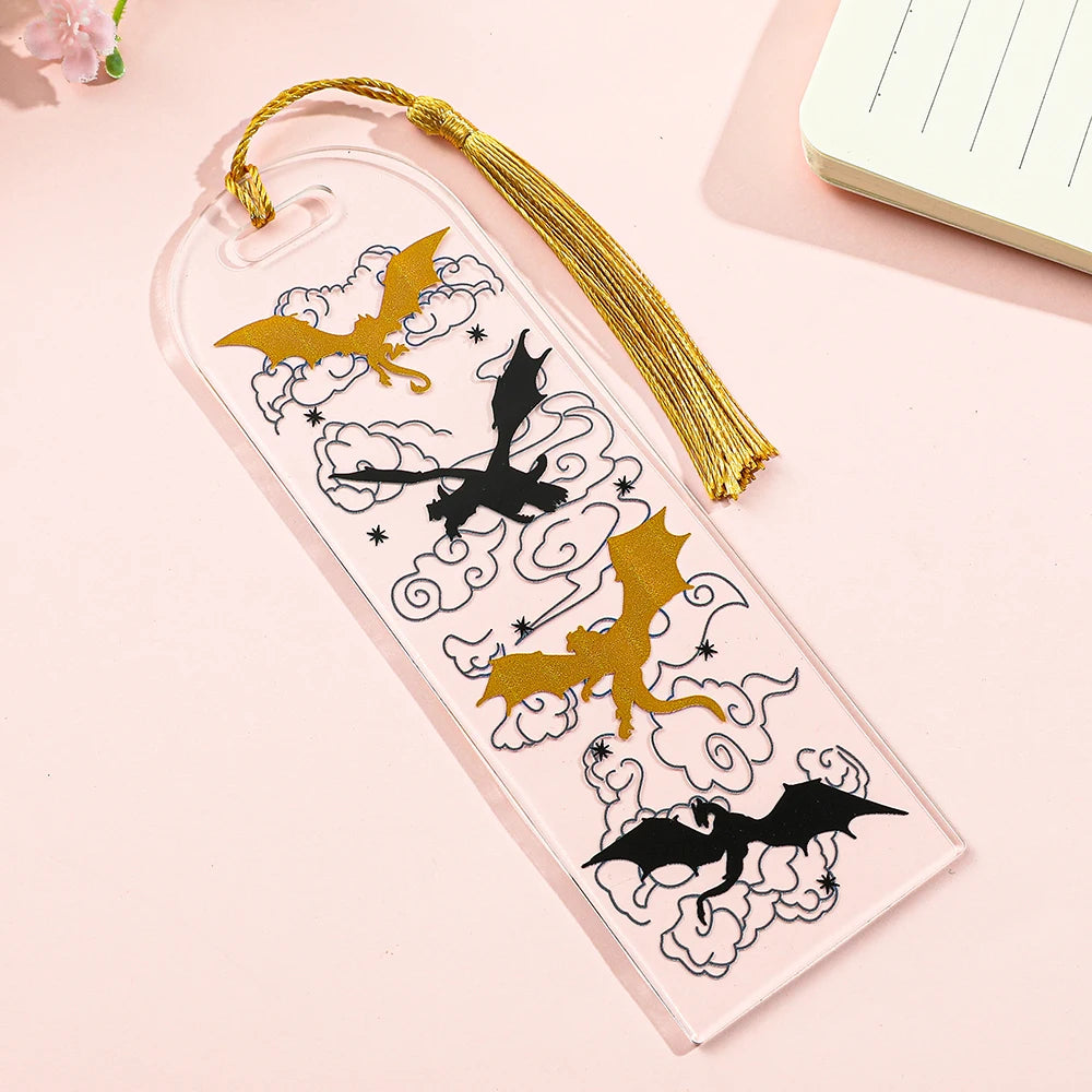 Fourth Wing Dragon Bookmark with Tassels