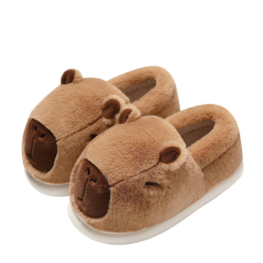 Cosy Novelty Adult Plush Slippers - Capybara