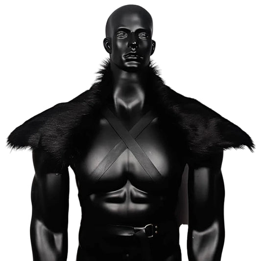 Medieval Viking Faux Fur Shoulder Cape Costume for Men