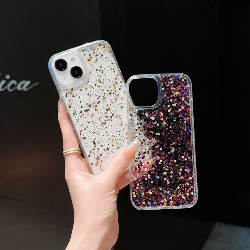 Round Glittery Sparkles Epoxy iPhone Case