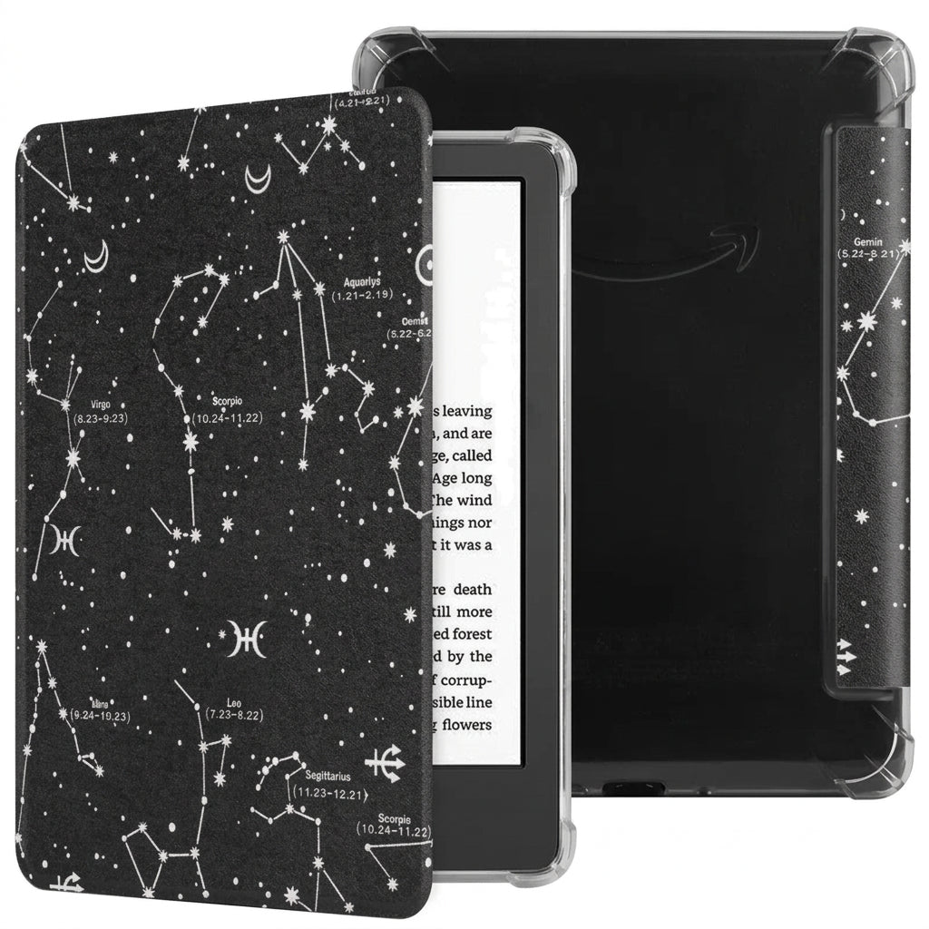 Kindle folio case with a black constellation design