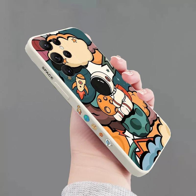 Cartoon Astronaut Samsung Galaxy Case - Beige