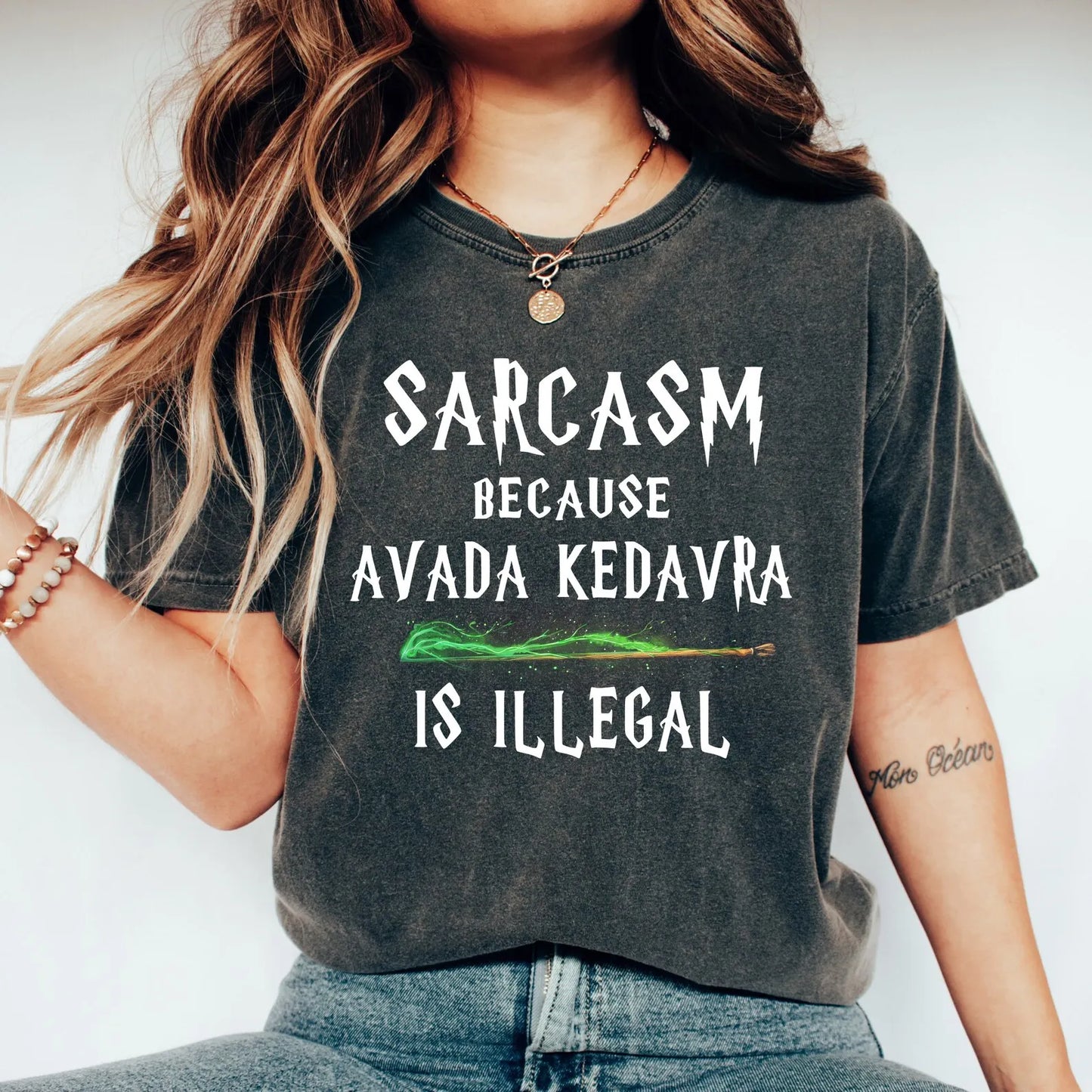 Sarcasm and Avada Kedavra Graphic Women's Tee