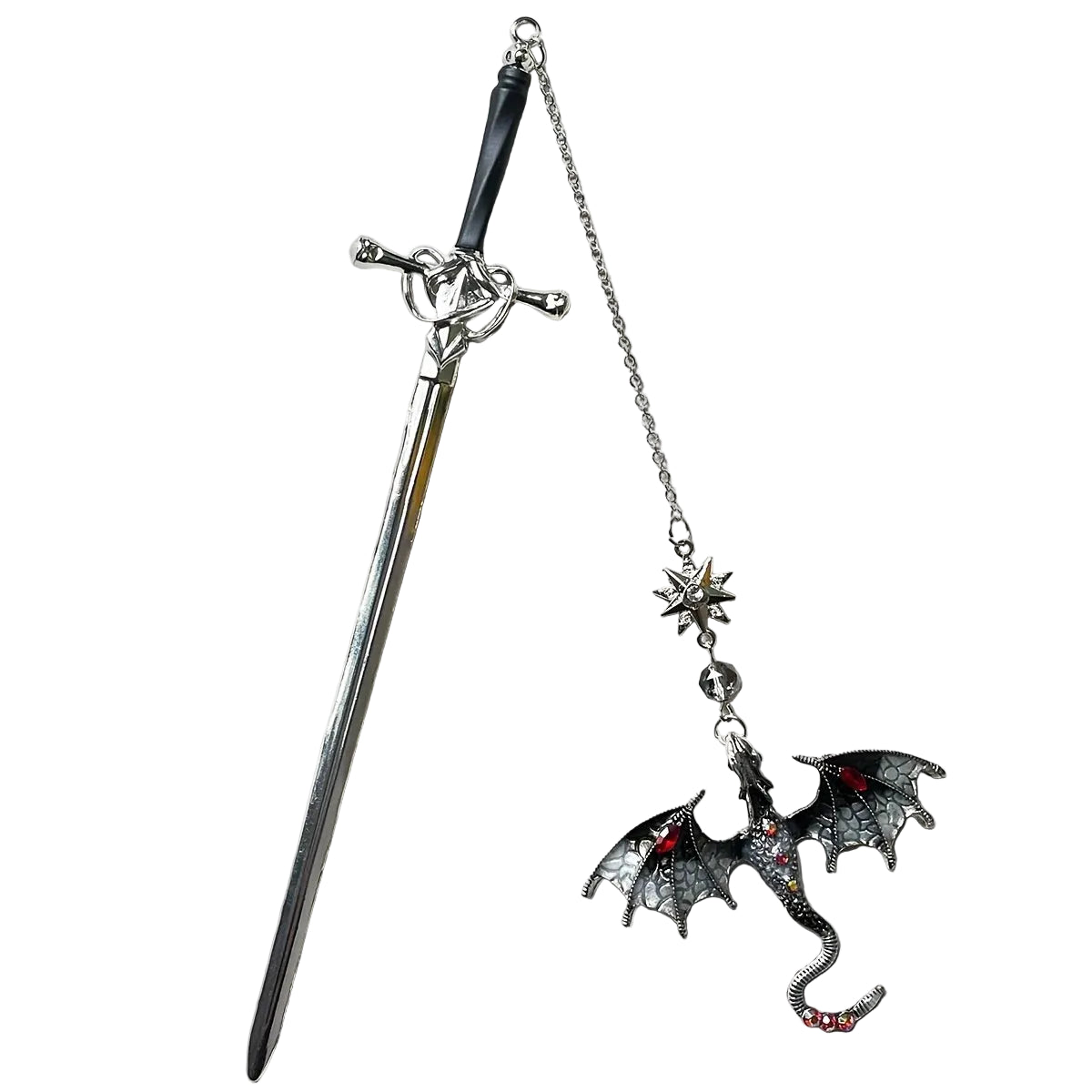 Sword and red dragon metal bookmark
