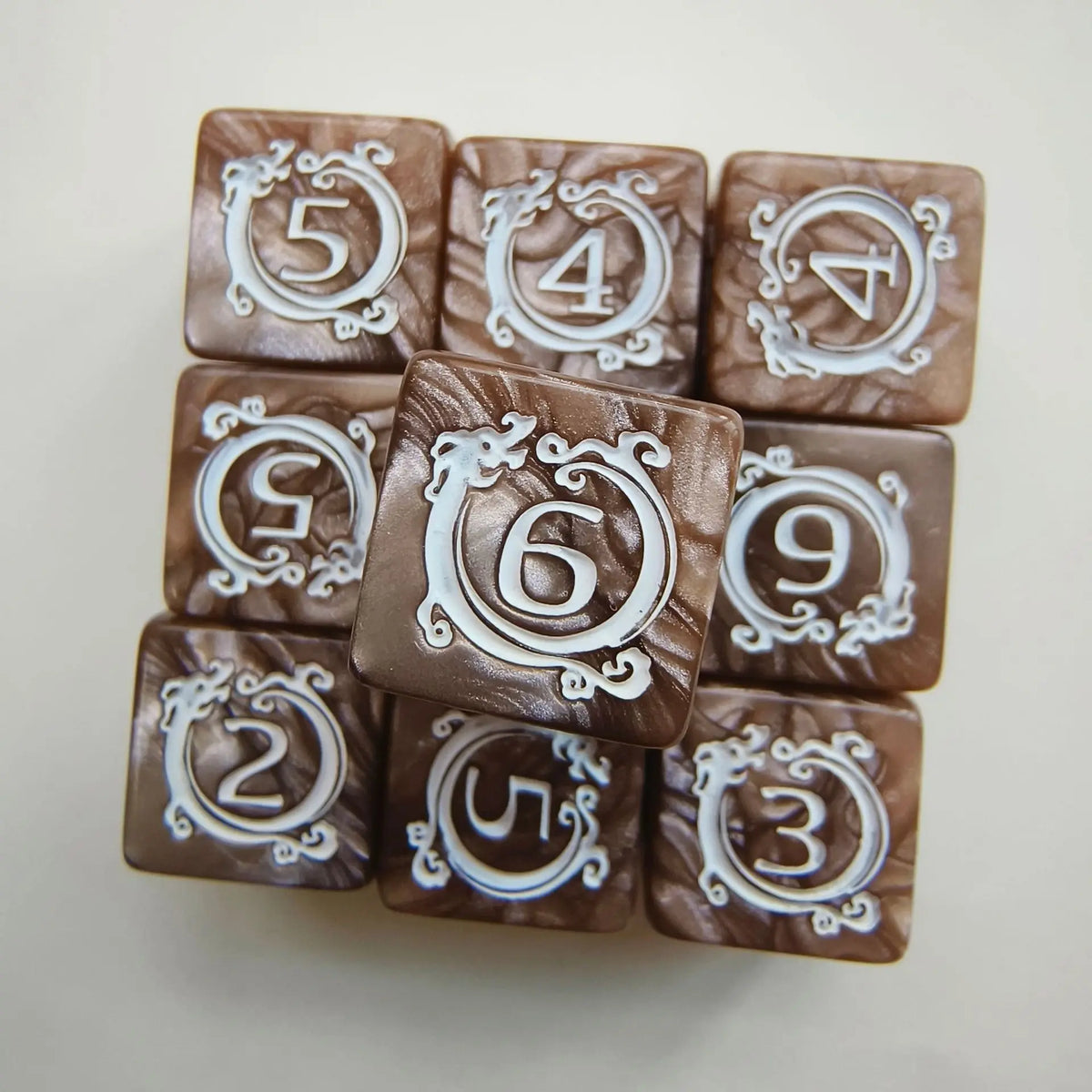 Brown dragon D6 dice set