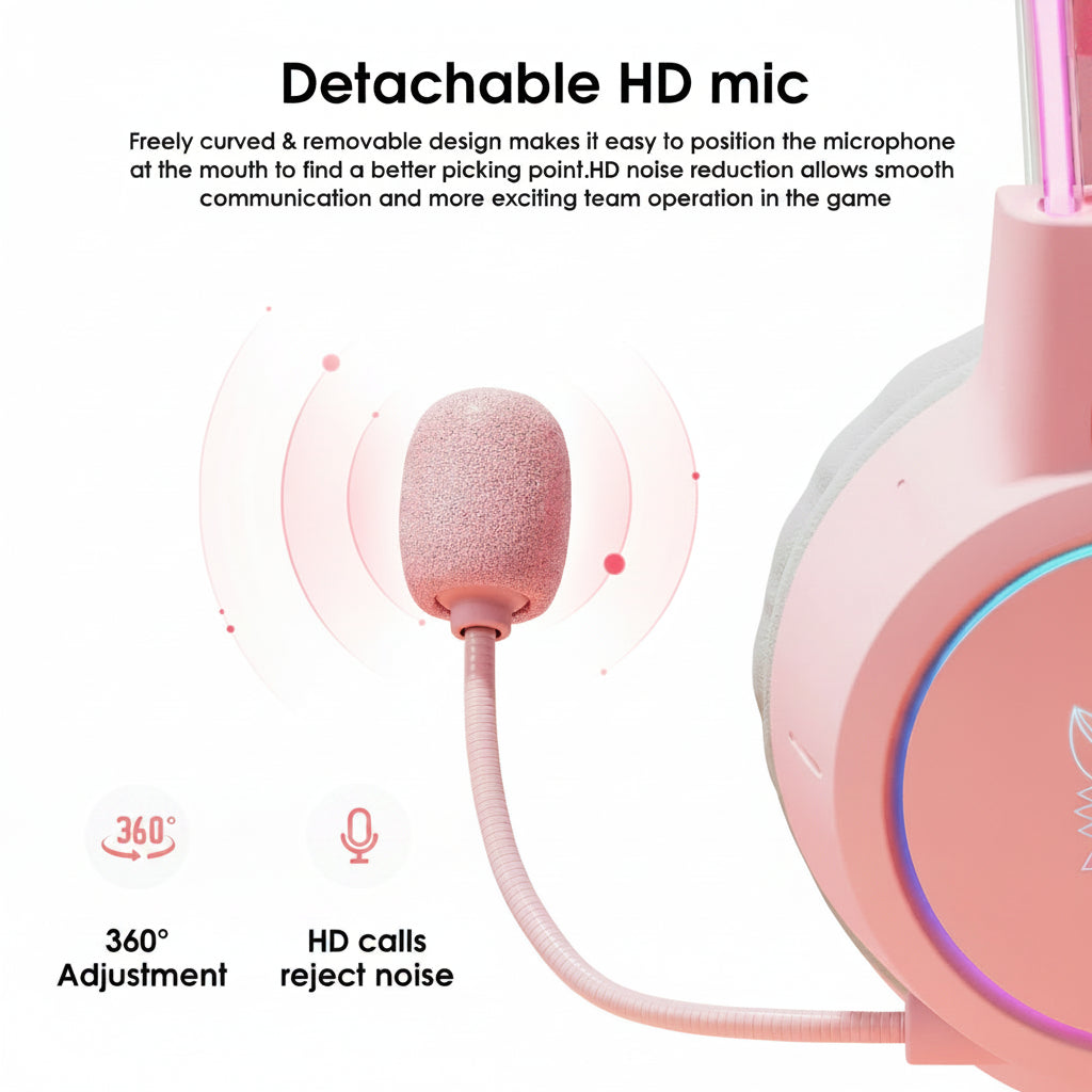 ONIKUMA X15 Pro gaming headset microphone detail and detachable microphone feature graphic