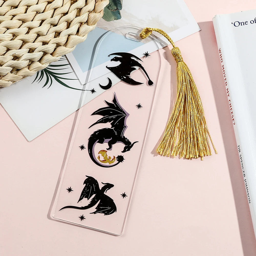 Fourth Wing Dragon Bookmark with Tassels