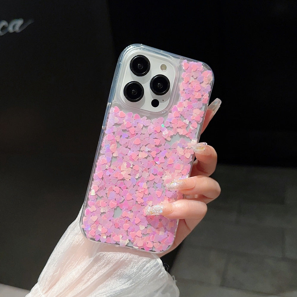 Round Glittery Sparkles Epoxy iPhone Case