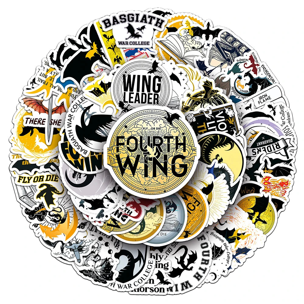 Fourth Wing Book Series Cartoon Stickers 10/30/50pcs