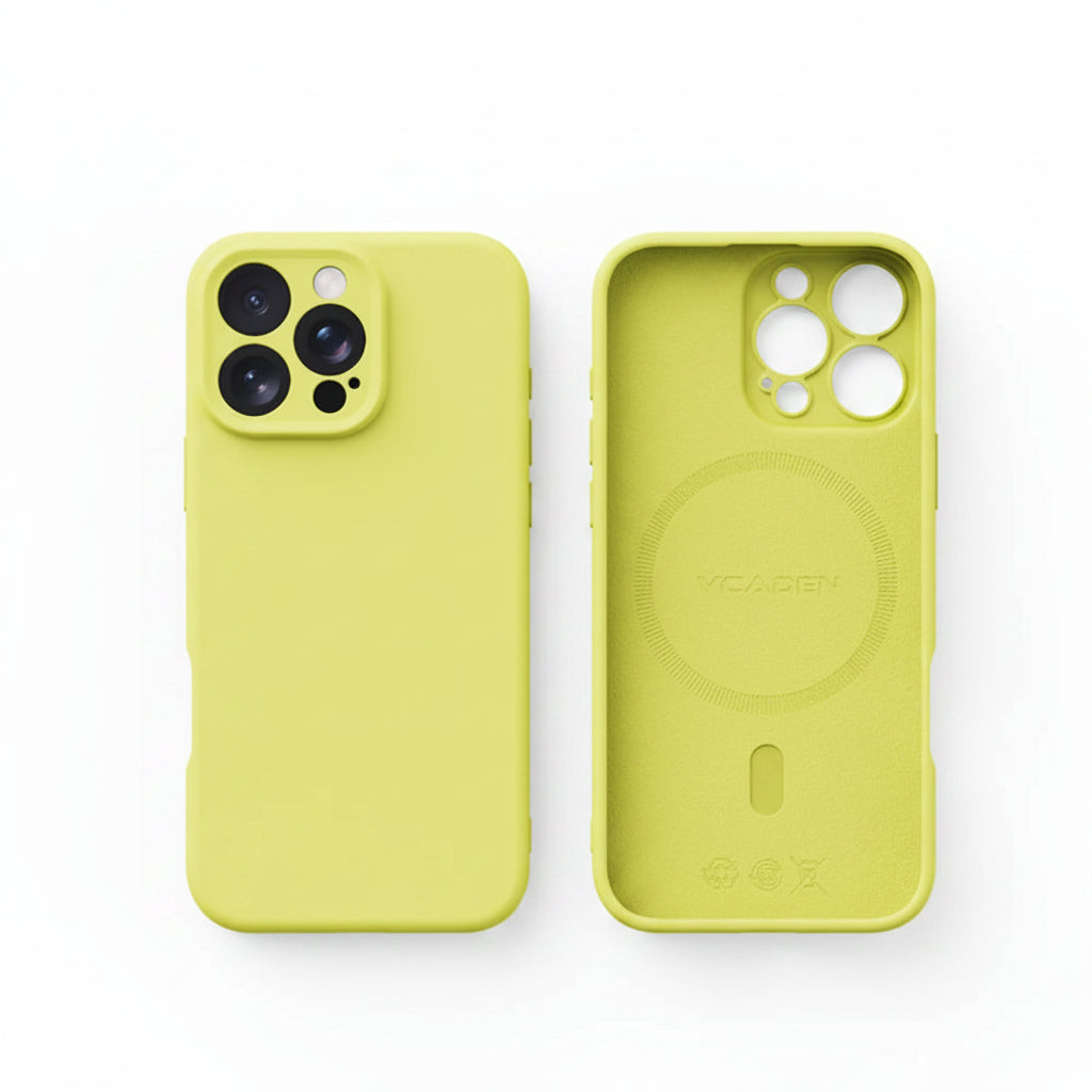 Black liquid silicone iPhone case showing front and rear