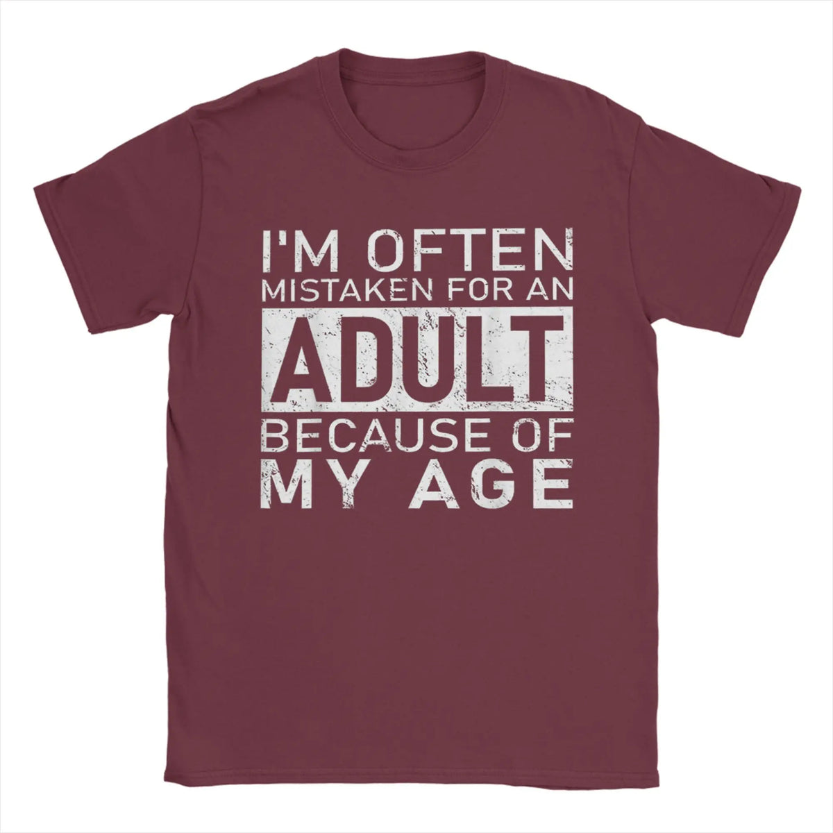 I'm Often Mistaken for an Adult graphic tee in red
