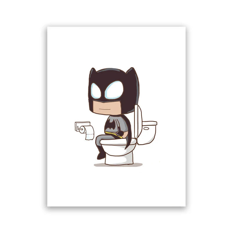 Toilet Humour Wall Art featuring Superheros