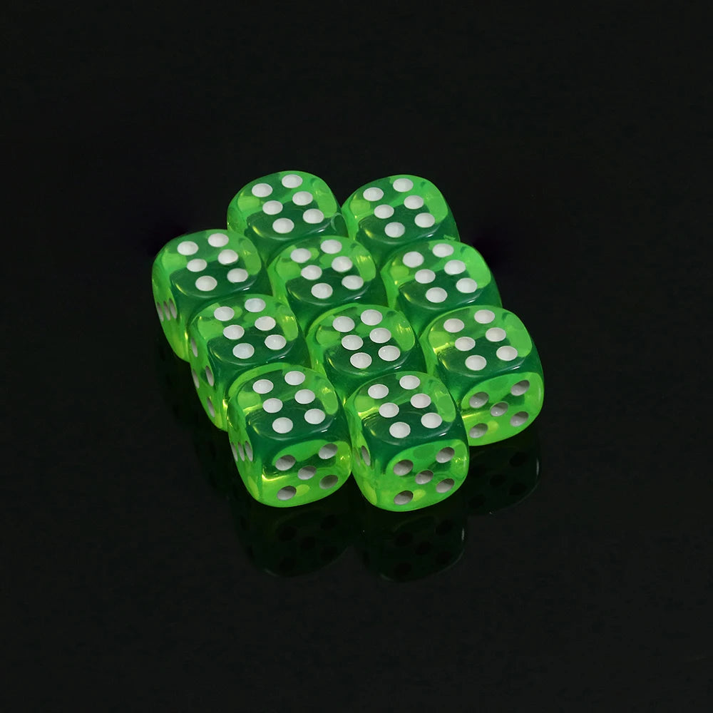 Green transparent D6 dice set