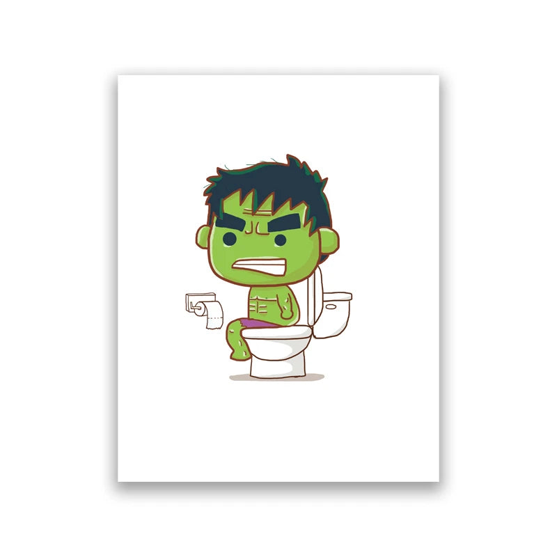 Toilet Humour Wall Art featuring Superheros