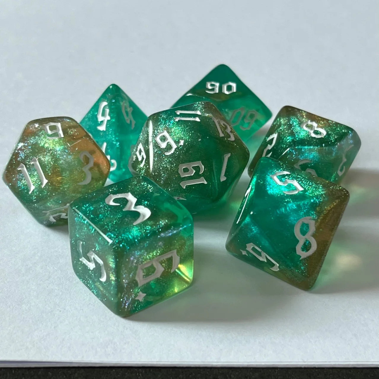 Colourful 7 Piece Resin Dice Sets
