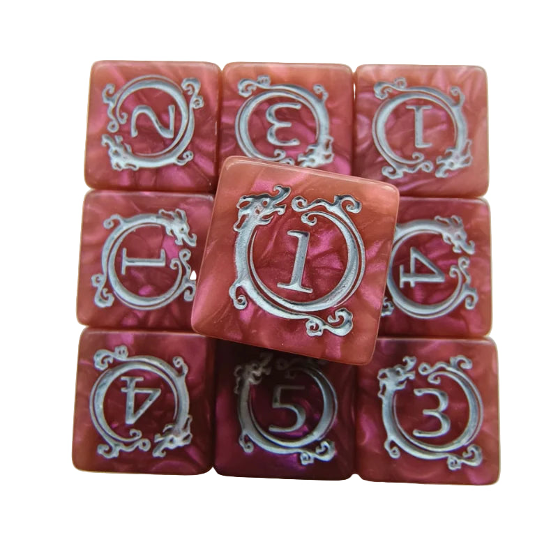 Rose gold dragon D6 dice set