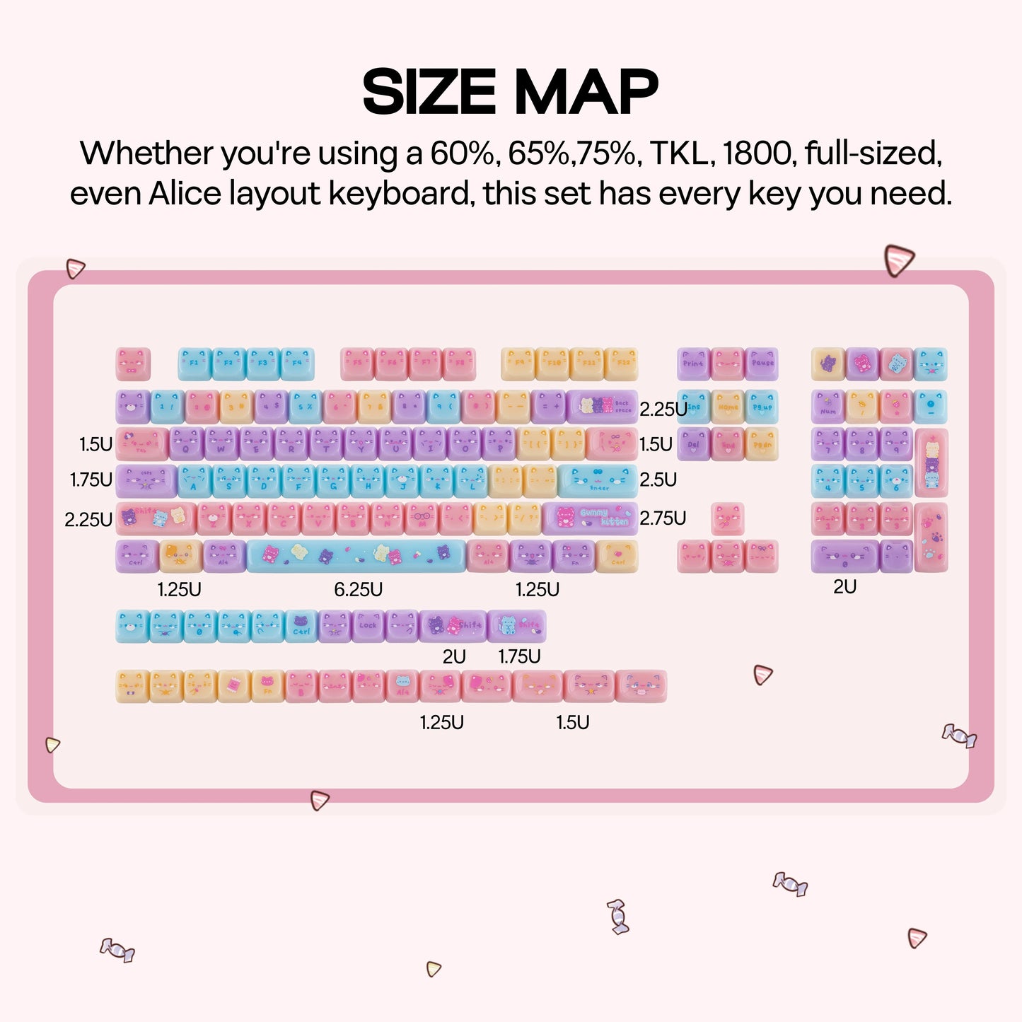 KiiBOOM Meow Pudding Cat Keycap Set 134 pc