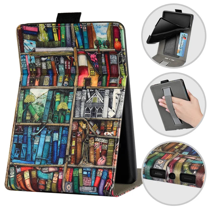 Colourful bookshelf Kindle Paperwhite case