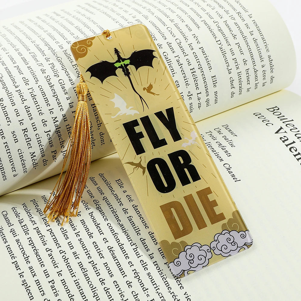 Fourth Wing Dragon Bookmark with Tassels