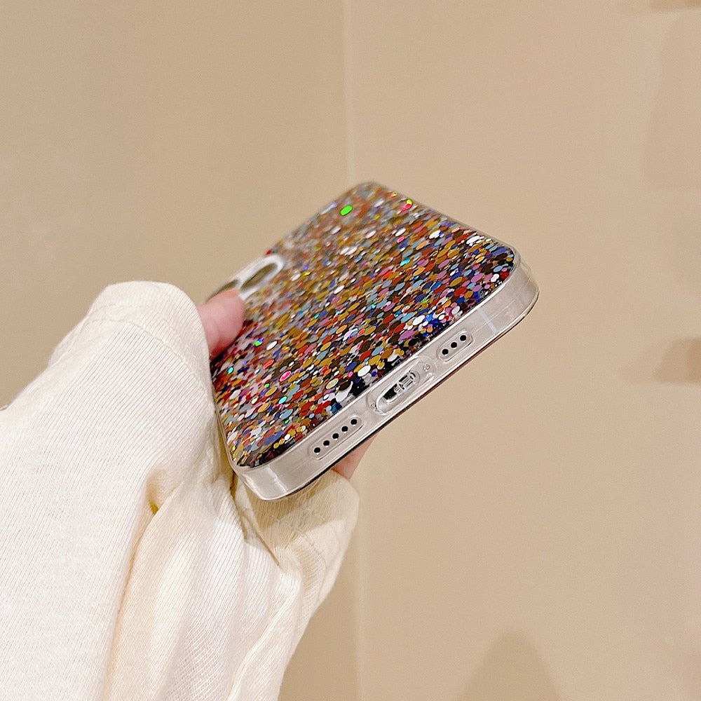 Round Glittery Sparkles Epoxy iPhone Case
