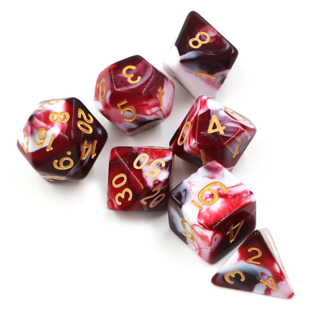 Colourful 7 Piece Resin Dice Sets
