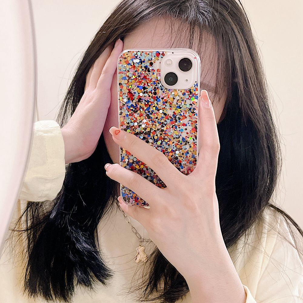 Round Glittery Sparkles Epoxy iPhone Case