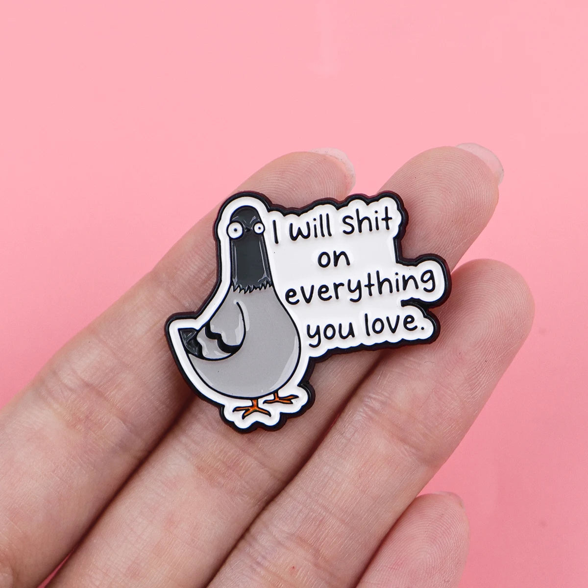 Pidgeon Threats Funny Enamel Pin