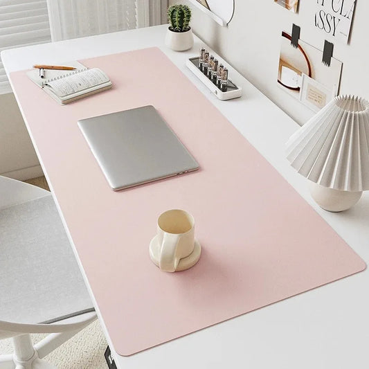 Solid Colour PU Leather Waterproof Desk Mat