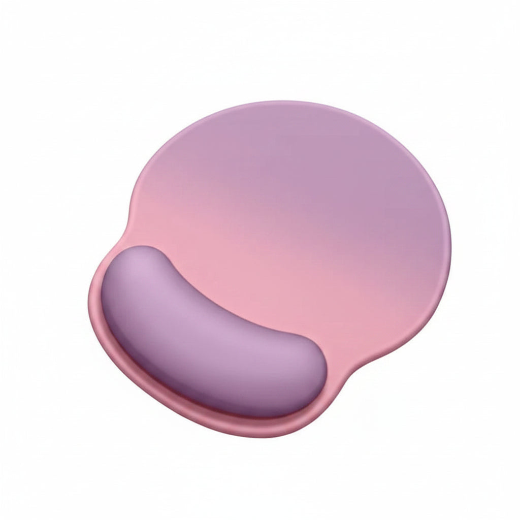 Ergonomic mouse pad with cushioned wrist support pink to purple gradient
