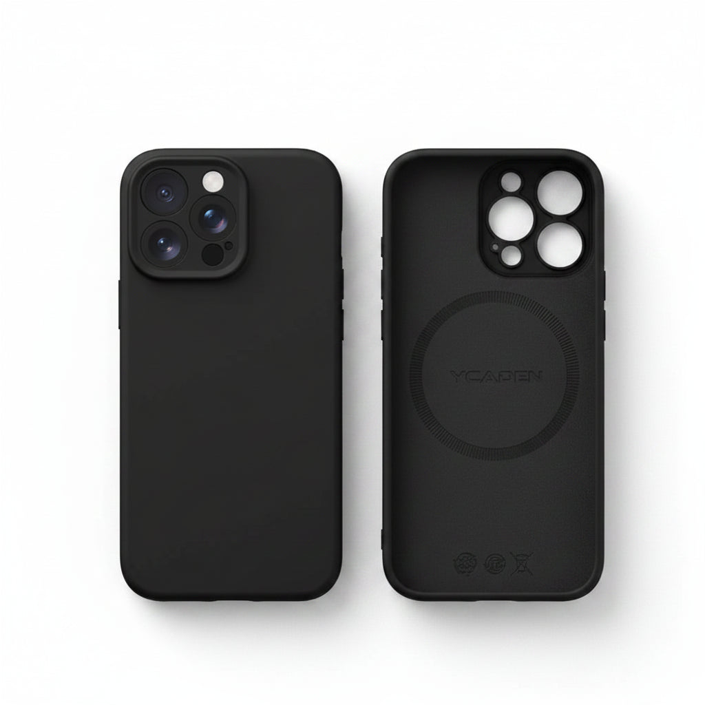 Green liquid silicone iPhone case showing front and rear
