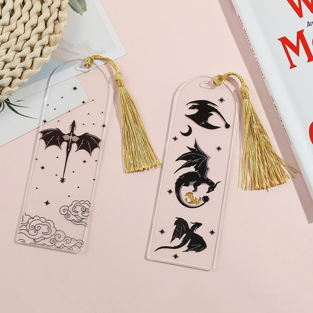 Fourth Wing Dragon Bookmark with Tassels