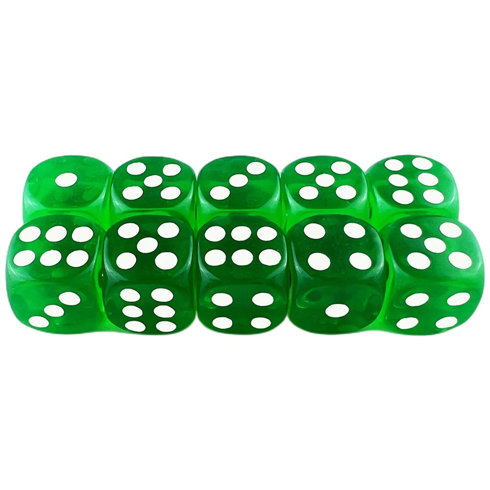 Green transparent D6 dice set