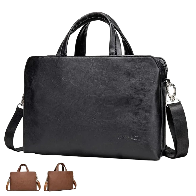 Kinmac black PU leather laptop bag