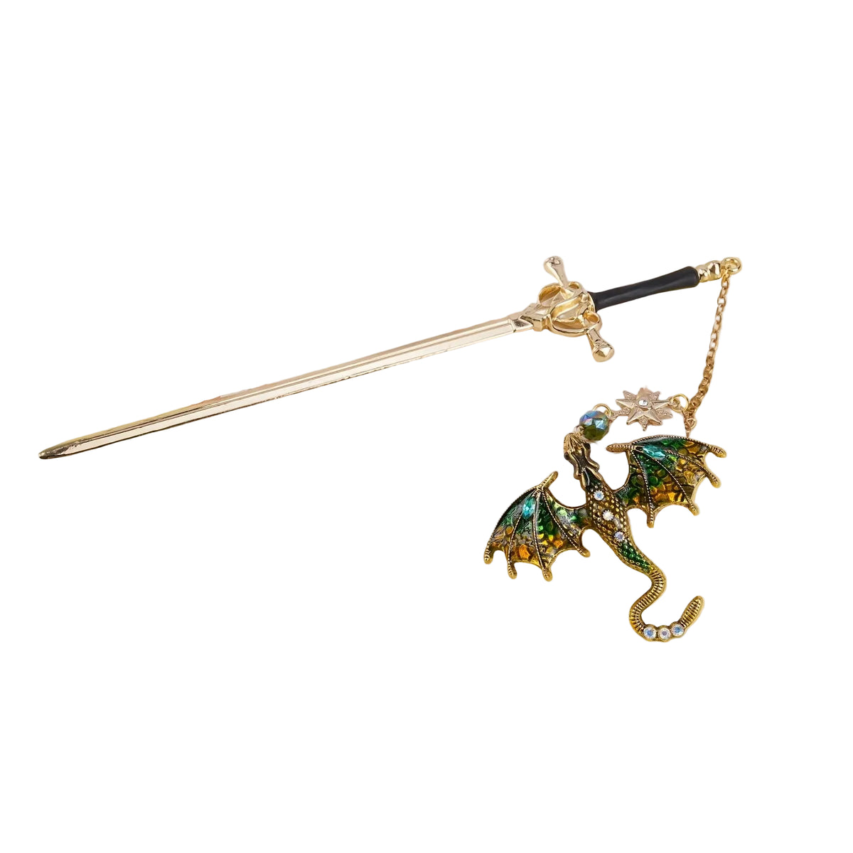 Fantasy sword and dragon metal bookmark